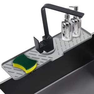 Silicone Sink Faucet Mat, 1 Count Waterproof Faucet Splash Guard, Sink Splash Guard, Household Kitchen Gadgets, Kitchen Accessories, Bathroom Accessories, Household Items, Bathroom Gadgets, Home Gadget, Room Accessories, Splash Pads