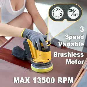 Compatible with DeWalt 20V cordless brushless random orbital sanders, this sander features three-speed control, a dust collection system, 20 sanding sheets, and 3 wool polishing pads, making it ideal for sanding wood and metal surfaces. Power Tool