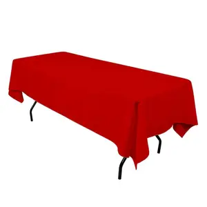 Red 72"x120" Rectangular Polyester Tablecloth - Quantity of 1 (10803) - Holiday Tablecloths, Christmas Table Cloth