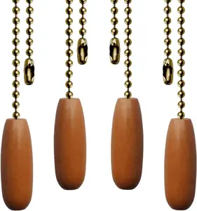 4 Pack Ceiling Fan Pull Chains 12-inch Beaded Ball Chains Wooden Decorative Pendant Extension Chains for Ceiling Light Lamp