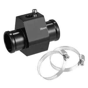 1 Set 26mm Universal Aluminum Water Temp Temperature Joint Pipe Sensor Gauge Radiator Hose Adapter with Hose Clamps