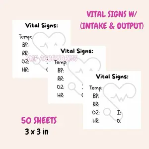 Vital Signs w/ (Intake & Output) Memo Pads Notepad 50 sheets 3x3 in For Student & Nurse - Buy 2 Get 1 Scrunchie for FREE craft