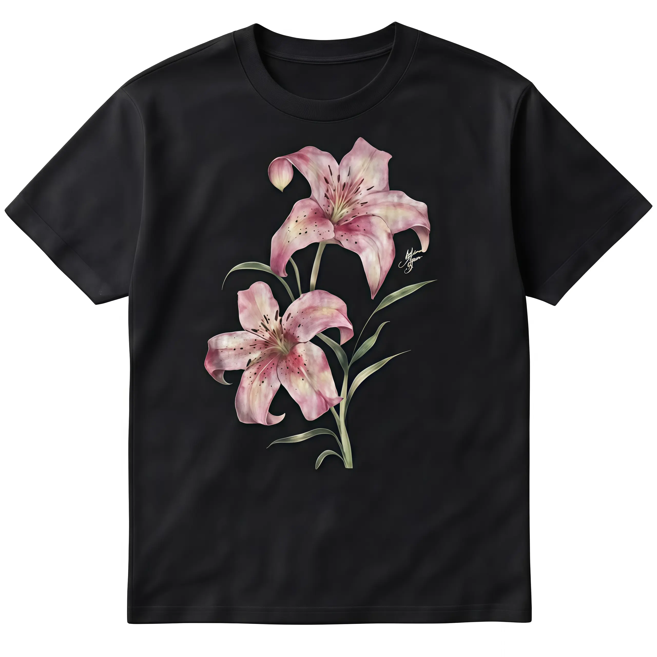 Vintage Style Lily Floral Graphic T-shirt Gift Tshirts Y2k Men's and Women's Gifts Retro summer OOTD Casual Cotton Menswear Crew Neck Graphic Print Tee Top Womenswear Streetwear Tshirt