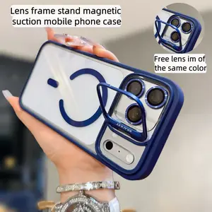 TPU Transparent Mobile Phone Case with Bracket & Built-In Camera Holder, Military-Grade Shockproof & Wear-Resistant Protection, Compatible with iPhone 17 Pro Max, 17, 16, 15, 13, 12