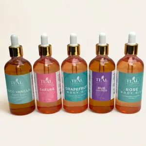 Teal Botanicals Rose Moisturizing Body Oil Drops with Organic and Natural Ingredients Body Care Fragrance Lightweight Vegan Hydrating
