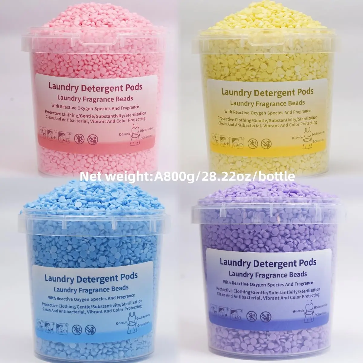 800g Laundry Scent Booster, Laundry Fragrance Enhancer, Odor Eliminating Pods, Long-Lasting Freshness, Compact Beads, Suitable for All Washable Fabrics, Transparent Bottle
