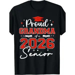 2026 Unisex Proud Grandma Graduation T-Shirt, Class of 2026 Diploma Print, 180g Soft Knit, Plus Size Available