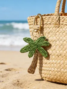Handmade Coconut Tree Keychain, Bohemian Car Decor, Soft Raffia Woven, Bag Charm, Lightweight Multi-Use, Fashionable Gift for Various Occasions, Keychain For Bags