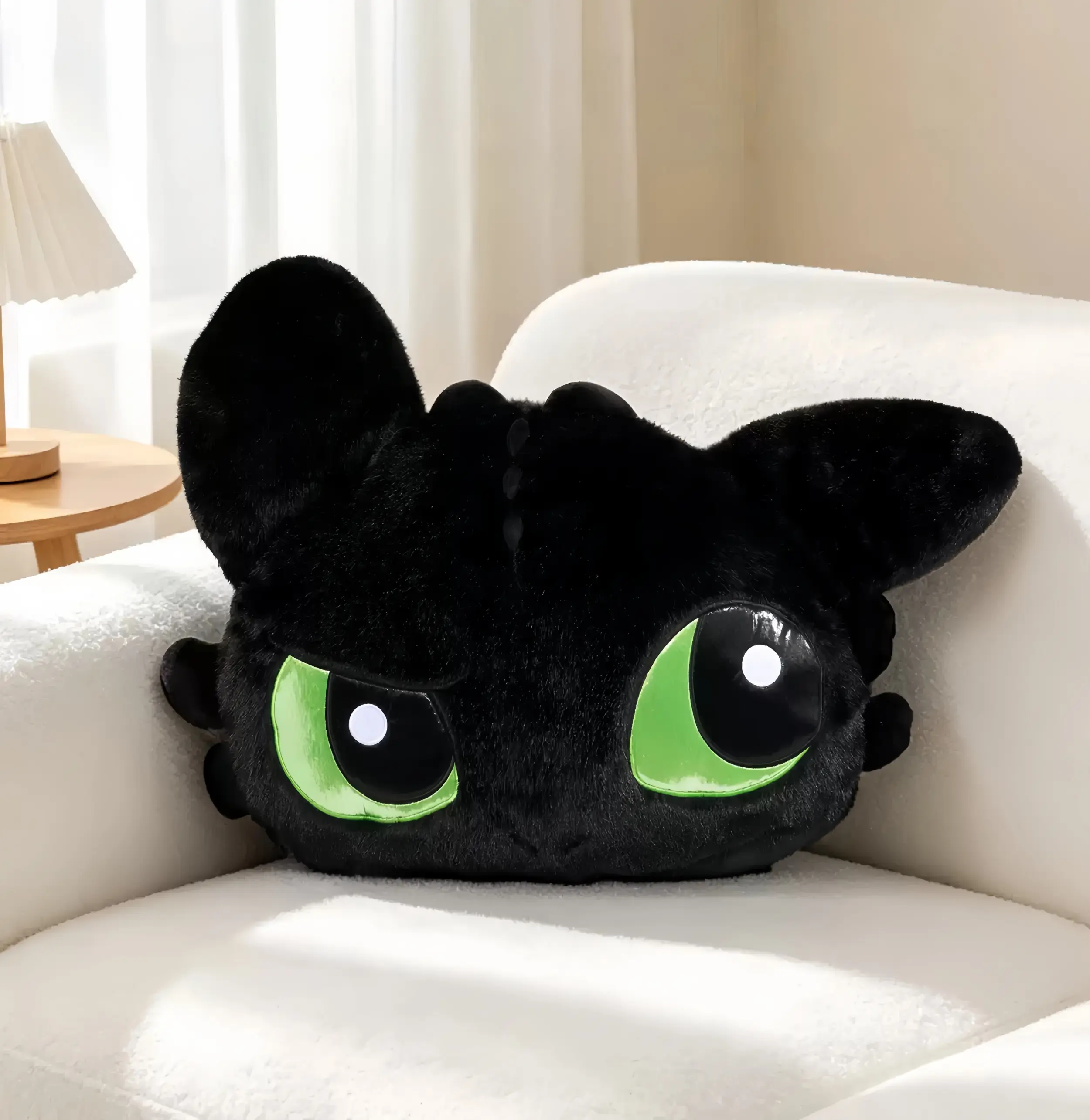 MINISO How to Train Your Dragon Toothless Night Fury Oversize Head Plush Pillow - 21.65 inches x15.74 inches Huggable Stuffed Animal, Cute Throw Pillow for Sofa Bed, Room Decor Photo Standout Perfect Gift for Dragon Trainers (1pc) Summerwins