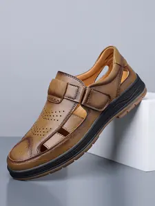 Summer New Fashion Casual Sandals, Men's Beach Shoes, Breathable Holey Design, Comfortable Slip-On Footwear, Trendy Summer Essentials