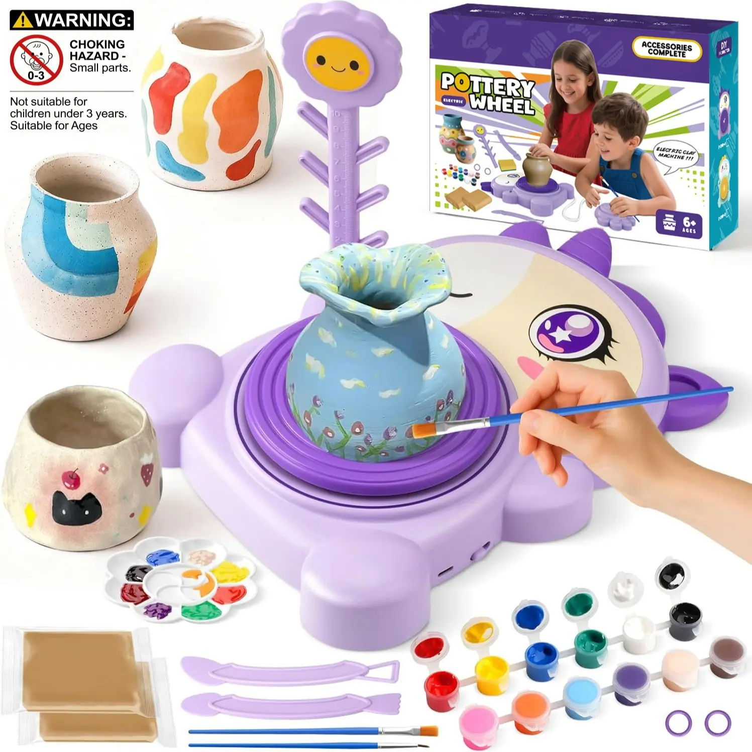 Pottery Wheel Set with Clay Sculpting Tools and Painting Kit, Beginner DIY Clay Making Tools, Crafts, Birthday Christmas Gift for Boys Girls