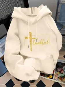 Women's Casual Fashion Round Neck Long Sleeve Letter Print Loose Sweatshirt, Comfortable and Stylish Pullover for Daily Wear