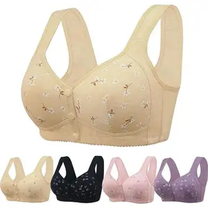 Daisy Bras for Older Women No Underwire Front Closure Comfort Senior Wireless Snap Closing Bra