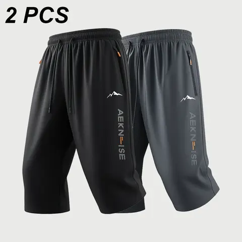 Men’s summer loose 3/4 shorts with adjustable drawstring waist, casual printed men’s shorts suitable for everyday wear and outdoor sports, available in multiple colors