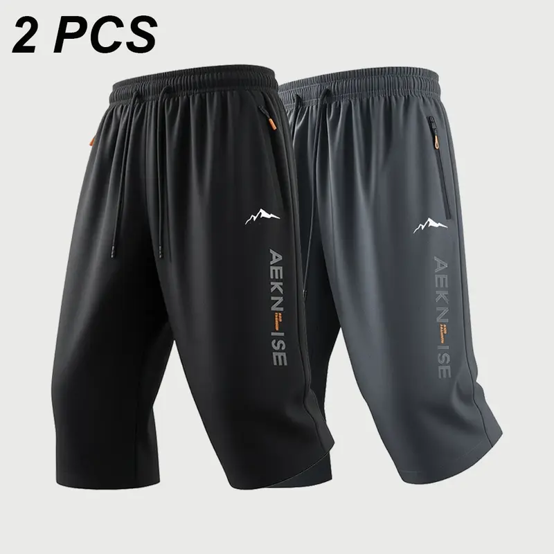Men’s summer loose 3/4 shorts with adjustable drawstring waist, casual printed men’s shorts suitable for everyday wear and outdoor sports, available in multiple colors