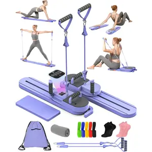 Pilates Board – Pilates Reformer Set, 8-in-1 Pilates Board for Home Workout, Portable Multi-Functional Reformer with Timer/Counter/Calorie Counter for n Split Board for Full Body Workout