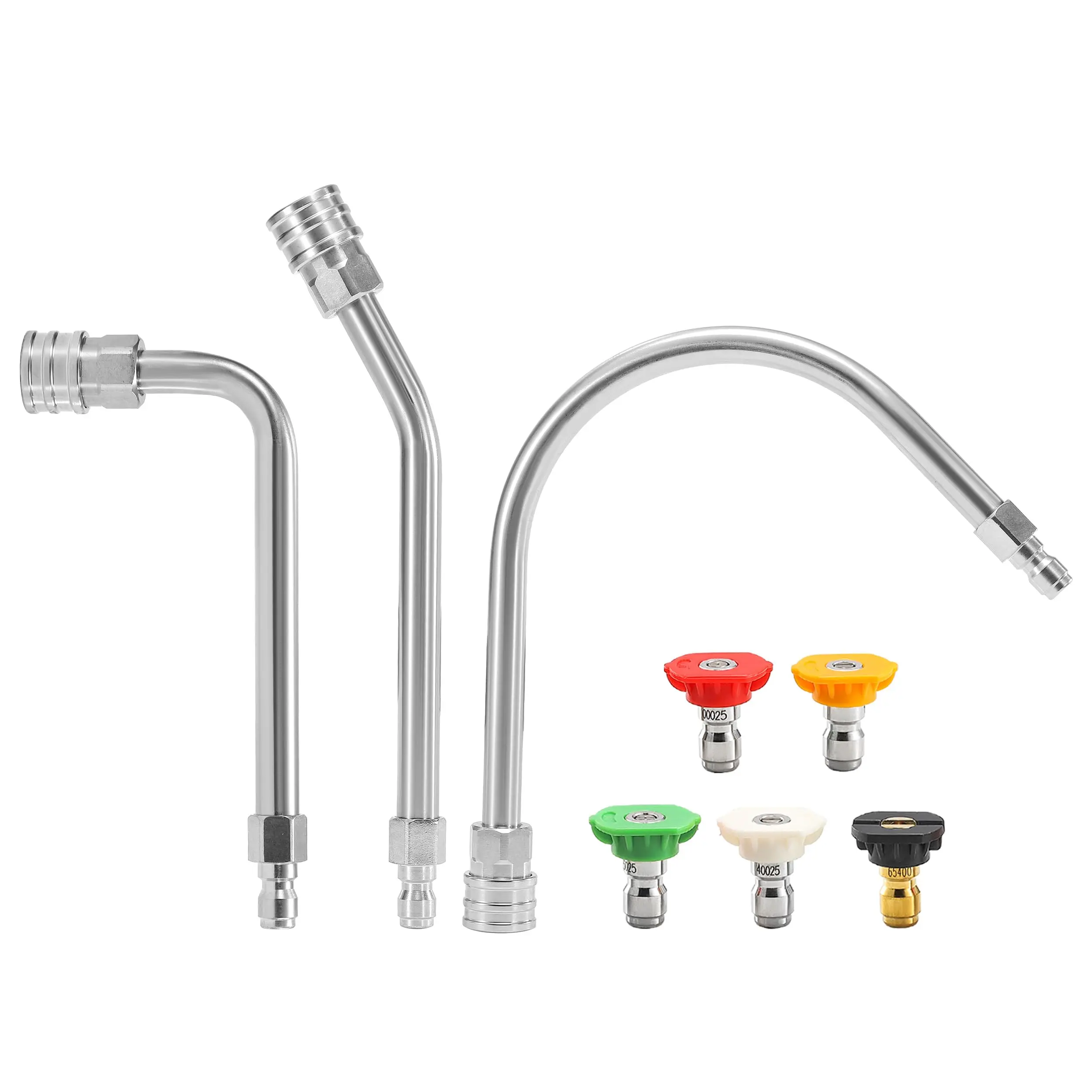 Pressure Washer Extension Wand-30°, 90°, 120° Gutter Cleaner Attachment Kit with 5 Nozzle Tips, 1/4" Quick Connect, High Power Washer Lance for Roof, Deck, Car, Gutters, 4000 PSI