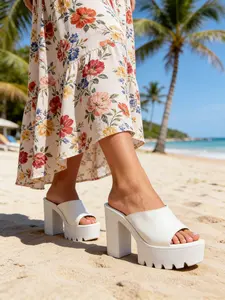 Women's Spring Sale Fashionable Stylish Elegant Solid Color Platform Chunky Sandals, Casual Comfort Heeled Sandals for Summer Daily Wear, Thick Bottom Shoes