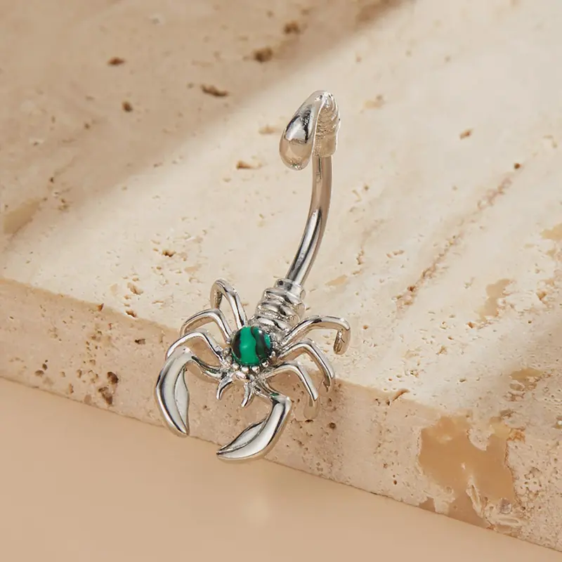 Women's Casual Belly Ring, Stainless Steel Scorpion Turquoise Design, Body Jewelry, Piercing Accessory, All-Season Wear, Western Jewelry, Belly Button Ring, Body Jewellery