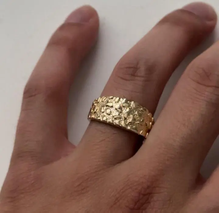 unisex gold nugget ring