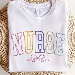 Nurse Shirt for Registered Nurses - Fitted Crew Neck Casual Unisex Design -Cotton Summer Tee - Made in USA Breathable Fabric