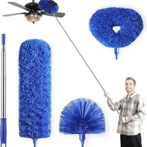 Extendable Multi-Surface Duster, Microfiber and Flexible Brush Attachments, Ideal for Ceiling Fan, Spider Web, Blinds, Ledges, Home Office Cleaning