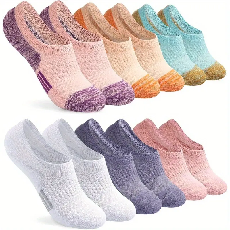 Women's 6-Pair Pack No Show Socks, Cushioned Low Cut Invisible Liner, Multicolor Athletic Socks for Women, Ideal for Sneakers and Running, Multicolor Athletic Sock