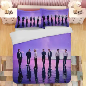 2/3-piece Kpop star-themed printed duvet cover set with zip closure, soft, comfortable, and breathable, suitable for bedroom and guest room décor, Bedroom Bedding Set. Includes 1 duvet cover + 1/2 pillowcases (filling not included) Bed Sets Supplies.