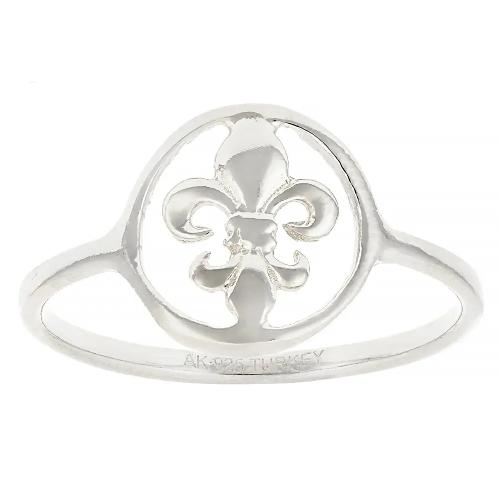 Classic Unisex Openwork JTV Sterling Silver Fleur-De-Lis Ring