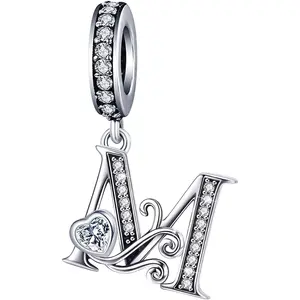 Silver Letter Charm Fit for Pandora Charms Bracelet Alphabet Initial Dangle Charms Beads Jewelry Gifts for Women