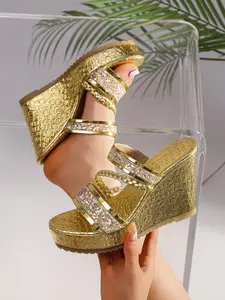 Women's Trendy Fashion Crocodile Pattern Rhinestone Sandals, PU Leather, Rubber Sole, Boho Style, Elegant, Thick Heel, Perfect for Parties and Summer