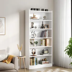 Tribesigns Modern 7-Tier White Library Bookshelf, 78-inch Tall Bookcase with Storage Shelves, Large Open Bookcases Wood Display Shelving Unit for Bedroom Living Room Office