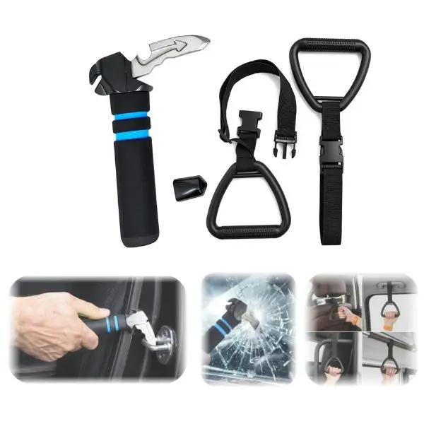 3 Pack Car Door Handle Kit for Elderly, Portable Adjustable Car Assist Handle Strap for Easy Sit to Stand, Helps Seniors, Pregnant & Disabled Get In & Out of Vehicle, Anti-Slip Grip, Supports 400 lbs