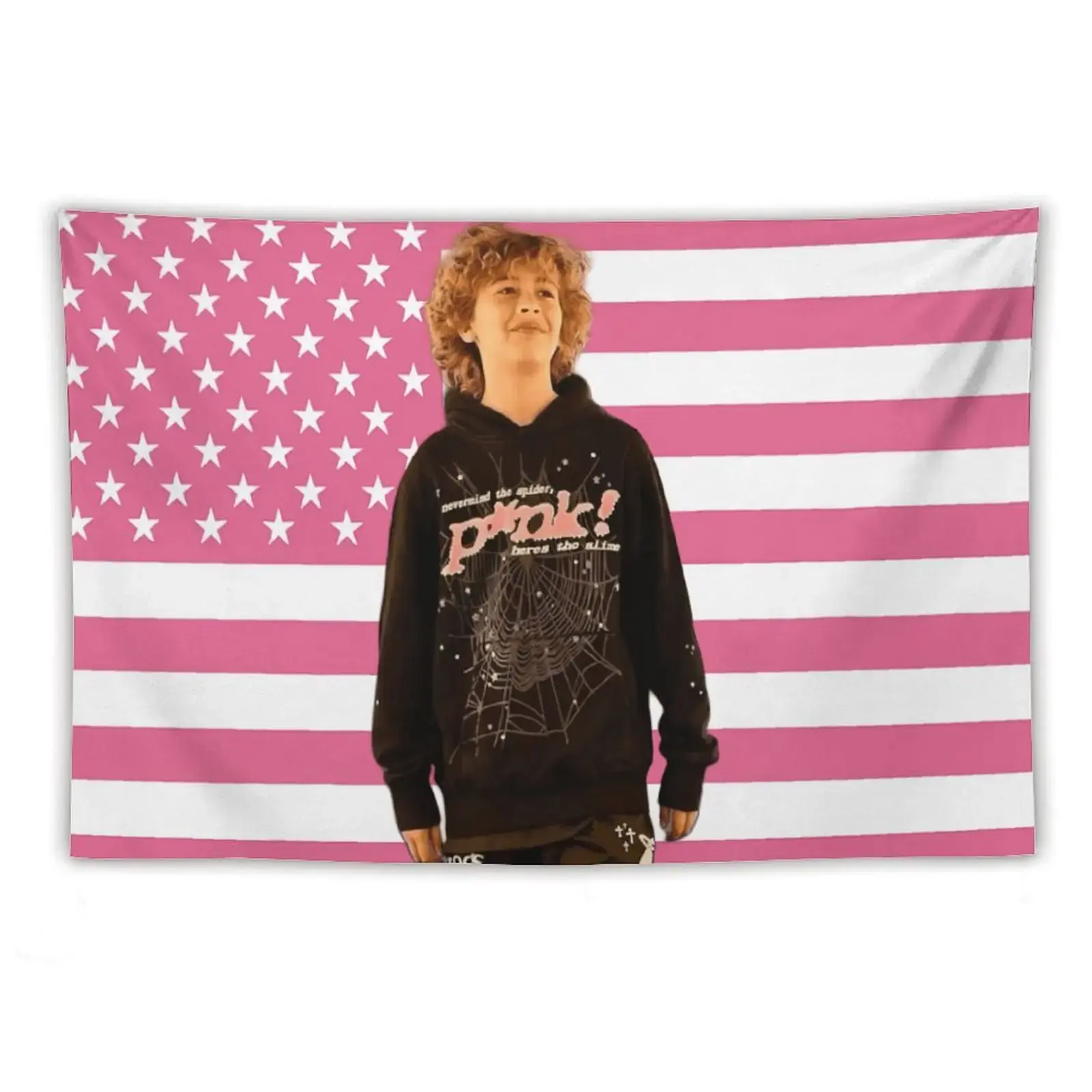Nelson Neumann Celebrity Decor American Pink Flag Funny Tapestry - Polyester, Full Print, Multi-Size Indoor/Outdoor Wall Decor for Dorm Bedroom Aesthetic, Summervibes Back to School Merch, Funny Decor, Rectangular