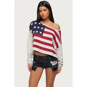 USA Off Shoulder Sweater