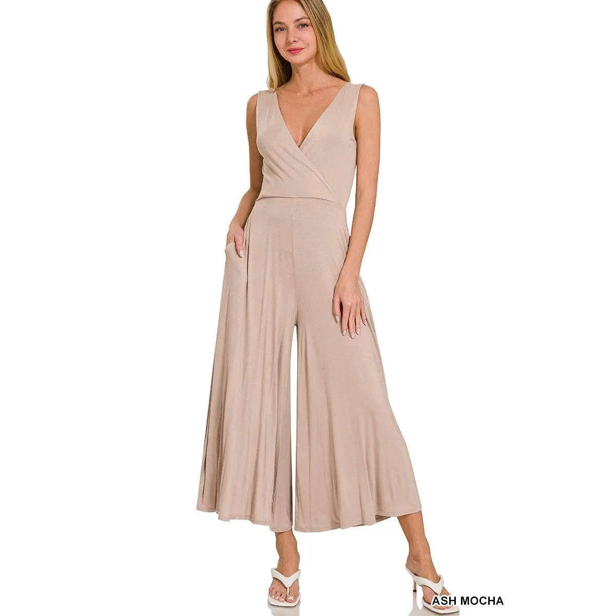 Zenana Sleeveless Cropped Jumpsuit