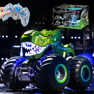 Remote Control Truck with Light & Music, Dinosaur Toys for Kids, Remote Control Stunt Car with 360° Spins and Drifting, Birthday Gifts Christmas Gifts