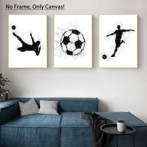 Soccer Themed Canvas Painting without Frame, 3 Counts/set Modern Abstract Design Modern Sports Themed Wall Art Painting, Wall Decor for Home Living Room Bedroom Office School