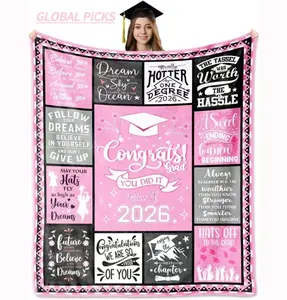 Soft Inspiring Graduation Blanket - 2026 Gift for High School/University Graduates (Women/Girls), Suitable for Home, Travel