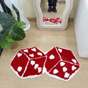 Style Dice Shape Tufted Carpet, Home Living Room Bedroom Non-Slip Absorbent Decorative Mat, Universal Entry Door Rug, Home Decor Rugs