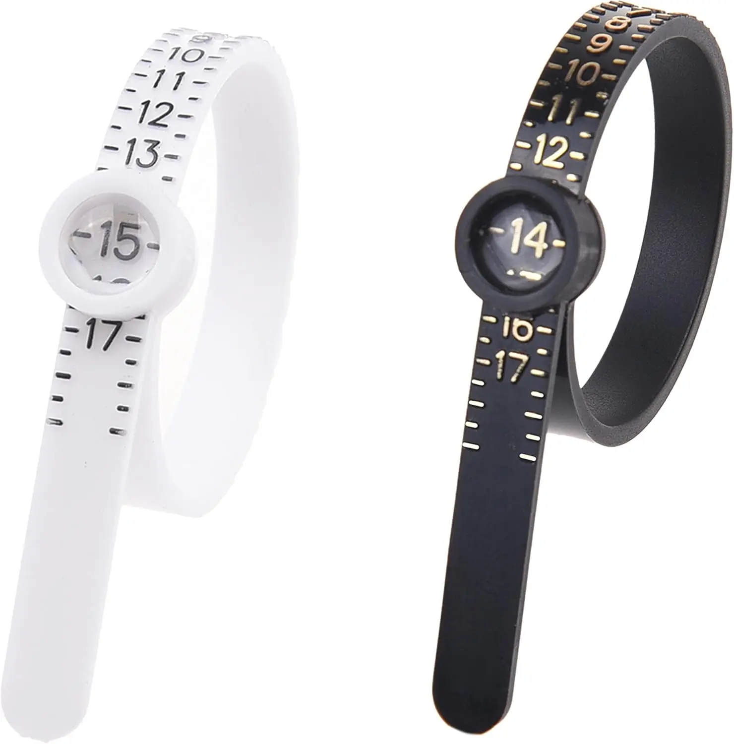2X Ring Sizer Measuring Tool -  Size 1-17 - Measure Finger Size Accurately -  Clear Print with Magnifying Glass - , Ring - (Black/White)