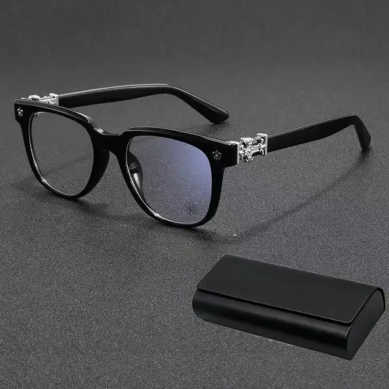Vintage Metal Glasses Frames - Fashionable Frames Glasses for Men, Compact Trendy Design with Decorative Accents, Black and Silver Non-Prescription Eyewear, Black And Silver Non-Prescription Glasses