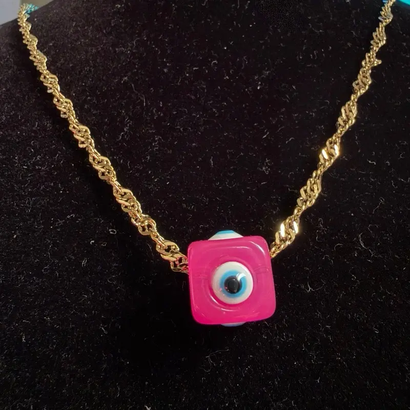 Stainless Steel Chain with Turkish Eye Protection Pendant