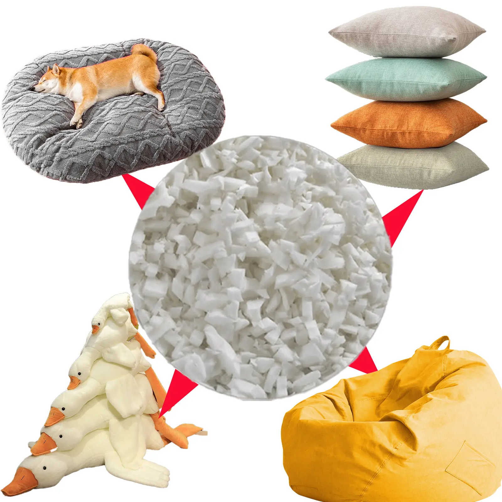 1000g Polyester Shredded Memory Foam Fill for Cushions, Bean Bag, Sofa, Chair, Pillows, DlY Crafts, Filling - High Quality White Sponge Particles for Replacement and Stuffing, Diy Crafts