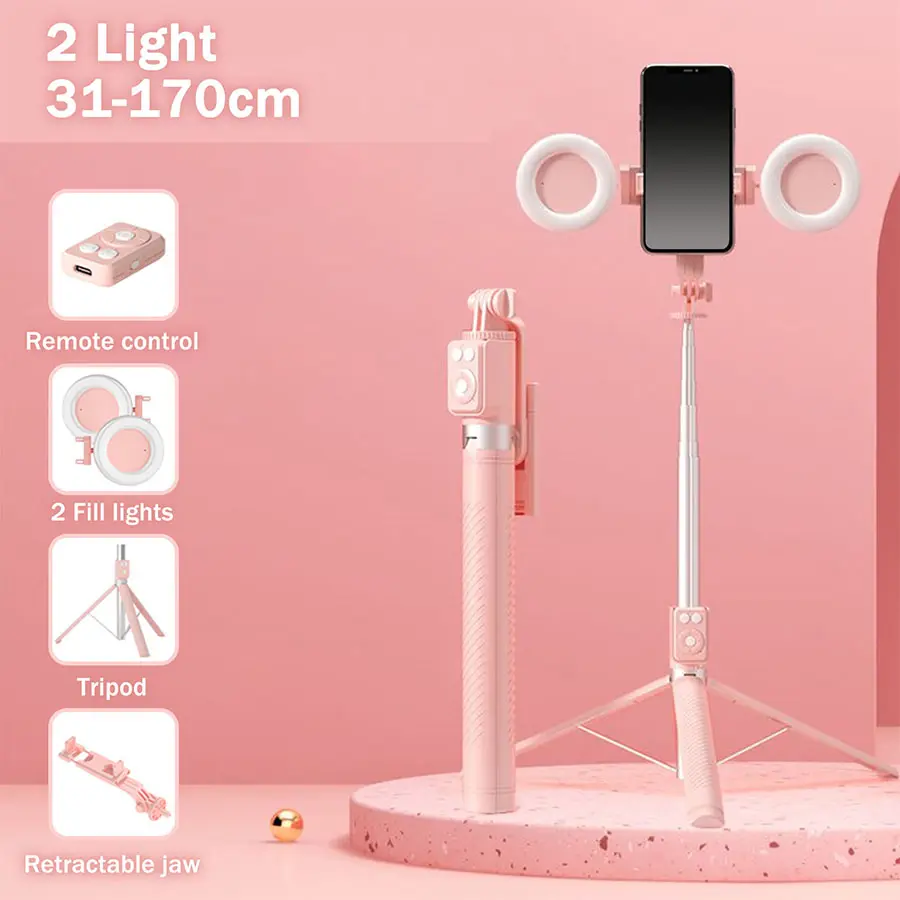 67 Selfie Stick Tripod  Dual Fill Lights, Selfie Light, Accessories Portable, For Live Streaming & Video Recording Perfect,Wireless Remote for iPhone Android phone tripod for Vlog stand content Gifts