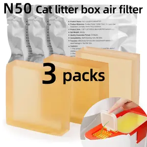 3-Piece N50 Cat Litter Box Replacement Filters, Self-Cleaning Odor Control Blocks, Air Filter Core for Automatic Cat Sand Boxes