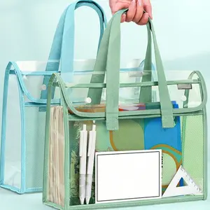 Large Capacity Portable Transparent Handy Folder, Expandable File Storage Pockets With Embedded Organizer, Pvc Self-Adhesive Document Pockets For Office Supplies, Can Hold Books, Cosmetics, Skincare Products