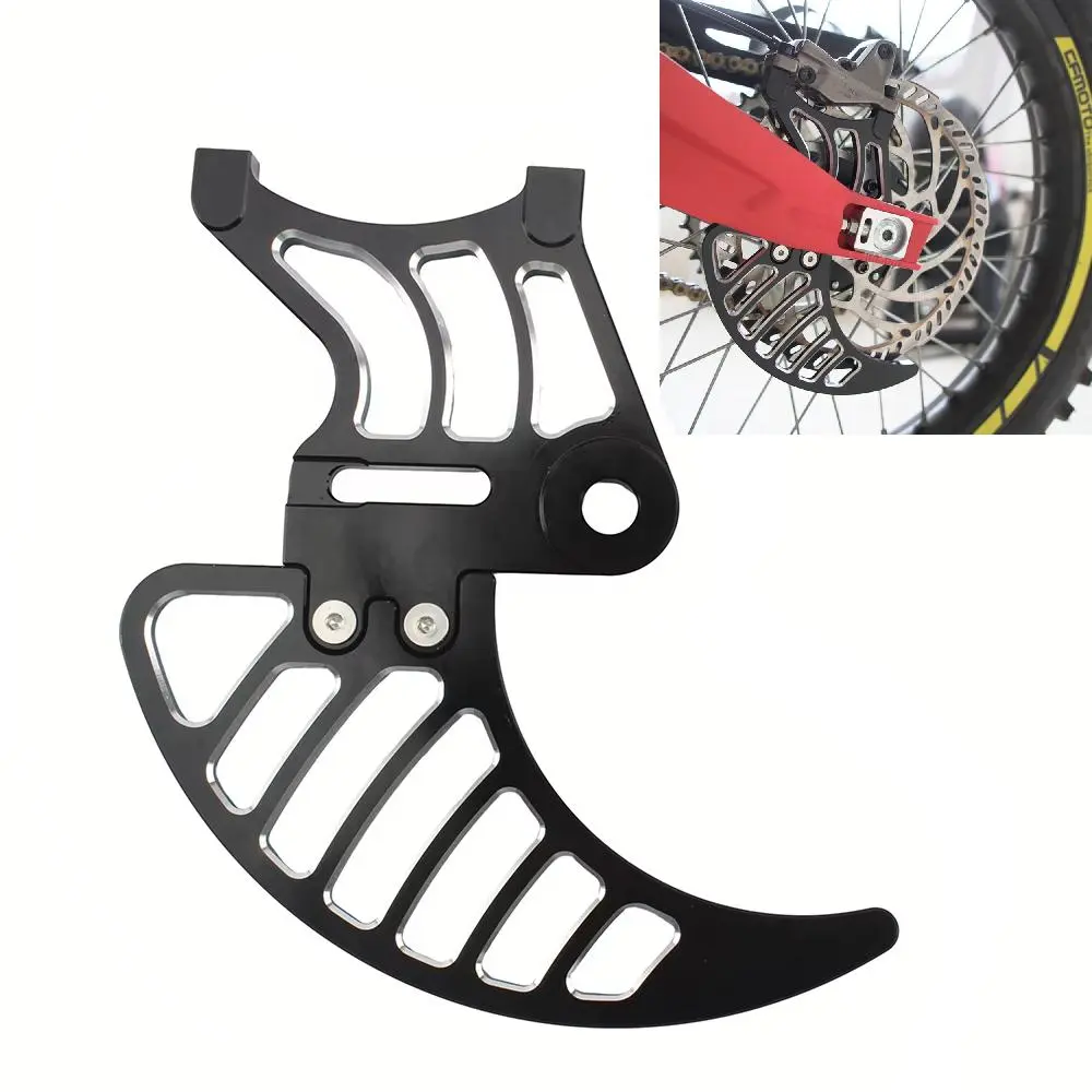 7075 Aluminum CNC Machined Black Full-Size Single Rear Caliper Bracket - Slotted Disc Brake Guard, 220mm Slotted Spacers, Easy-Install, Easy-Remove, Disc Protection for SurRon Light Bee X/S, Segway X160/X260 Enduro Bikes (With Protector)