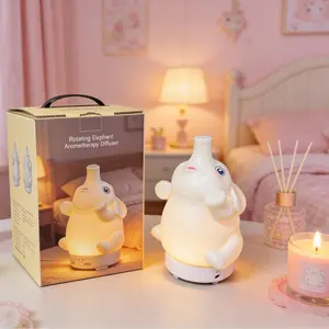 Elephant Essential Oil Diffuser - Cute Rotatable Diffuser for Home with 7-Color Light, Aromatherapy Diffuser for Bedroom and Office Can be used as a gift