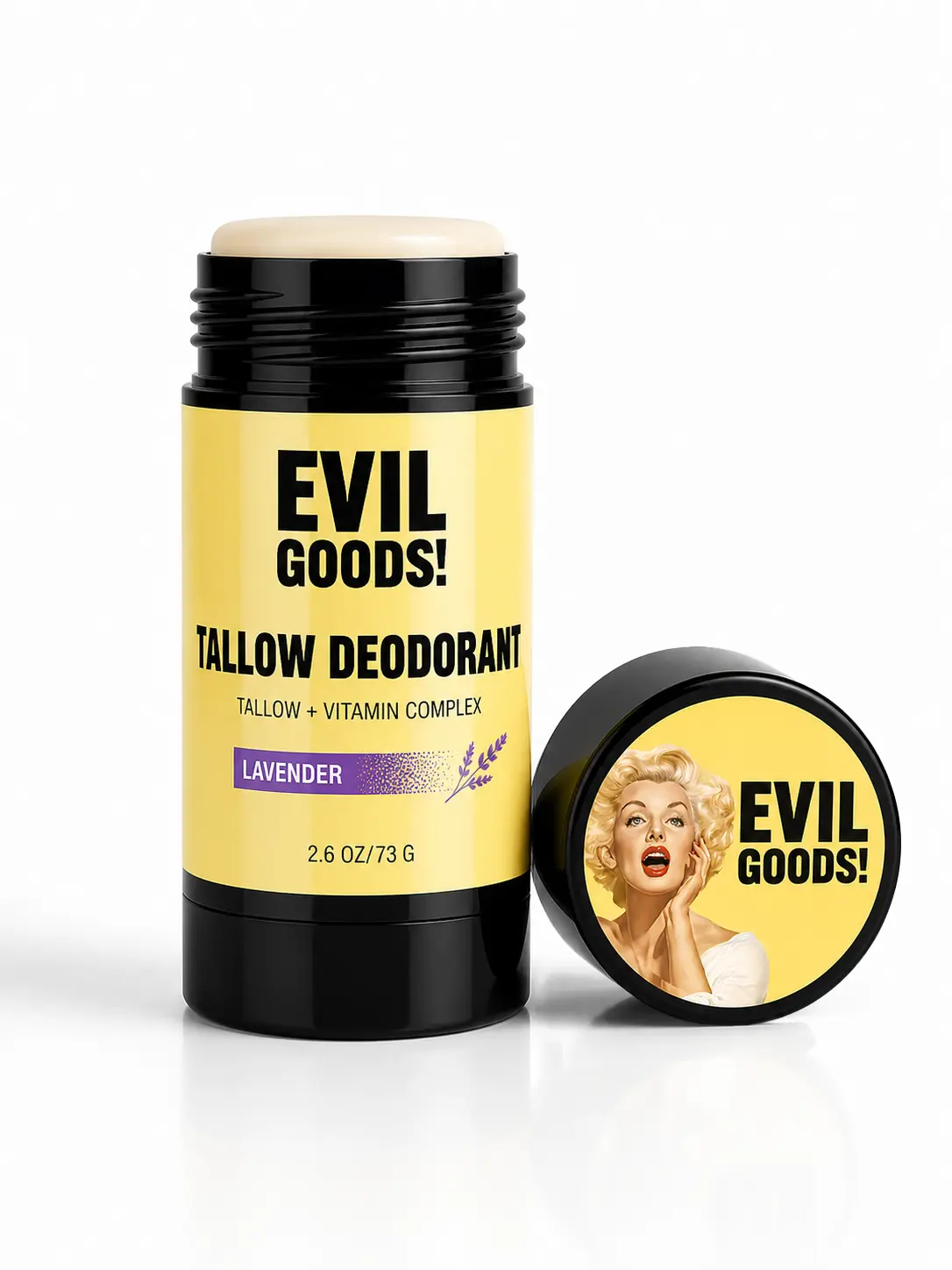 EVIL GOODS! Natural Tallow Deodorant with Grass-Fed Beef Tallow & Kaolin Clay – Aluminum-Free Deodorant Stick for Everyday Freshness – 2.6 oz EVIL GOODS! Natural Tallow Deodorant with Grass-Fed Beef Tallow & Kaolin Clay – Aluminum-Free Deodorant Stick for Everyday Freshness – 2.6 oz